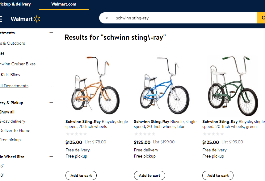 Stingray discount bike walmart