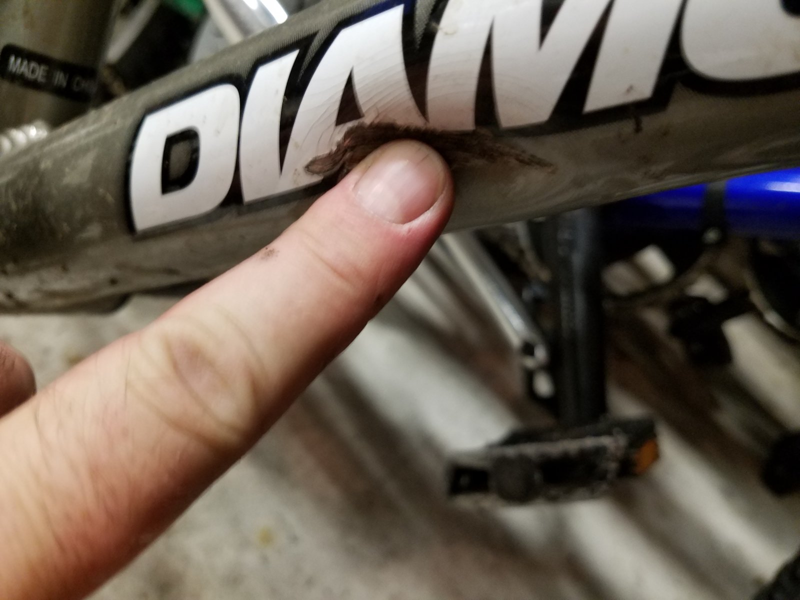 dent in aluminum bike frame